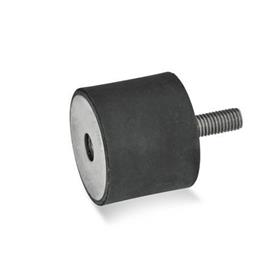 GN 451 Rubber Buffers, Stainless Steel Type: ES - With internal thread / threaded stud