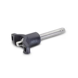 GN 113.7 Ball Lock Pins, Pin Stainless Steel AISI 303, T-Handle Plastic 