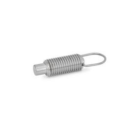 GN 413 Indexing Plungers, Stainless Steel Material: NI - Stainless steel<br />Type: A - without rest position, without lock nut