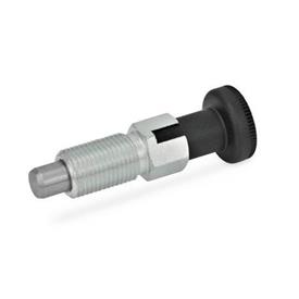GN 717 Indexing Plungers, Steel, with Knob, with and without Rest Position Type: C - With rest position, without lock nut