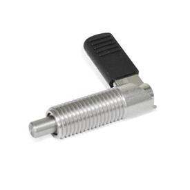 GN 721.6 Stainless Steel Cam Action Indexing Plungers, with Locking Function Type: RB - Right-hand lock, with plastic cap