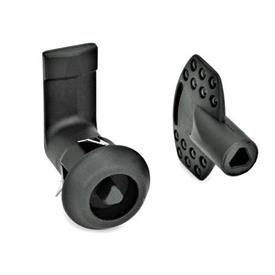 GN 115.5 Chiusure per montaggio a scatto Tipo: DK - con triangolo<br />Finitura: SW - Nero, RAL 9005, finitura strutturata<br />N° identificativo: 1 - Corpo di contenimento serratura con arresto tondo
