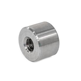 GN 103.3 Trapezoidal Lead Nuts, Steel / Stainless Steel / Gunmetal / Plastic, Single- or Multi-Start, Cylindrical Identification no.: 1 - Short version (Material ST / NI)<br />Material: NI - Stainless steel