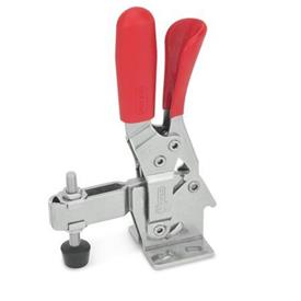 GN 810.3 Toggle Clamps, Stainless Steel , Operating Lever Vertical, with Lock Mechanism, with Horizontal Mounting Base Material: NI - Stainless steel<br />Type: CL - Forked clamping arm, with two flanged washers and clamping screw GN 708.1