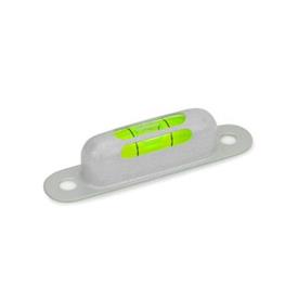 GN 2282 Screw-OnSpirit Levels for Mounting with Screws Sensitivity: 50 - Angle minutes, bubble move by 2 mm<br />Material / Finish: MSR - Silver, RAL 9006, textured finish<br />Identification no.: 2 - Viewing window top - front