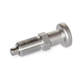 GN 818 Stainless Steel Indexing Plungers, AISI 316, without Rest Position Type: BN - with Stainless Steel-Knob, without lock nut