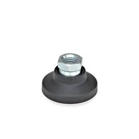 GN 343.3 Leveling Feet, Foot Plastic, Internal Thread Steel Type: A - Without rubber pad