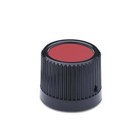 GN 526 Control Knobs, Plastic, Bushing Steel Color cover: DRT - Red, RAL 3000, matte finish
