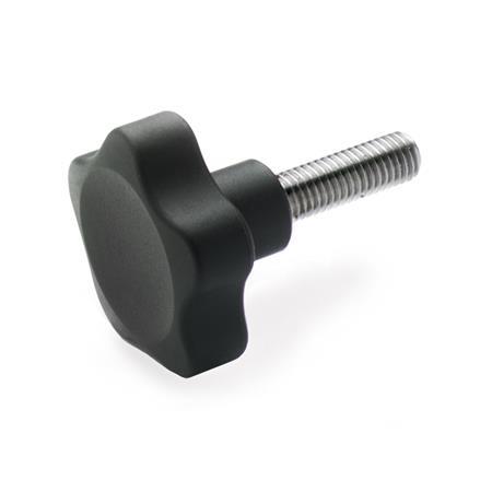 Star Knobs with Threaded Stud GN 5337.4: Plastic, Threaded Stud Stainless Steel