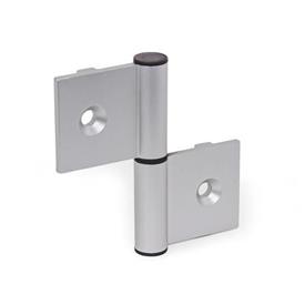 GN 2292 Hinges, Detachable, for Aluminum Profiles, with Guide Step Type: I - Interior hinge wings<br />Identification no.: C - With countersunk holes<br />l<sub>2</sub>: 82