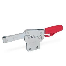 GN 820.4 Toggle Clamps, Steel, Operating Lever Horizontal, with Lock Mechanism, with Vertical Mounting Base Type: PL - Solid clamping arm, with clasp for welding