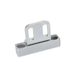 GN 4470 Magnetic Catches, with Rubberized Magnetic Surface Type: A1 - Magnetic surface top, with bore<br />Coding: L2 - With contact plate, L-profile, with slotted hole<br />Finish: SR - Silver, RAL 9006, textured finish