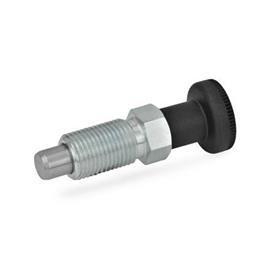 GN 717 Indexing Plungers, Steel, with Knob, with and without Rest Position Type: B - Without rest position, without lock nut