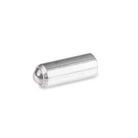 GN 614.3 Spring Plungers, Stainless Steel, without Thread, with Ball Type: NI - Standard spring load