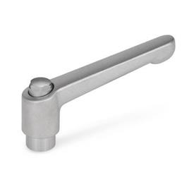 GN 300.5 Adjustable Hand Levers, Stainless Steel , Matte Shot-Blasted, with Bushing Type: AS - With external hex