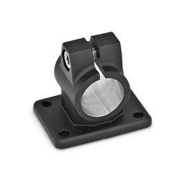 GN 146 Flanged Connector Clamps, Aluminum, with 4 Holes Finish: SW - Black, RAL 9005, textured finish