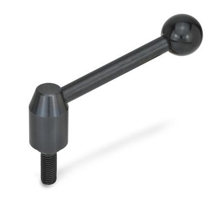 GN 212.3 Adjustable Tension Levers, with Threaded Stud, Steel Type: E - Angled lever