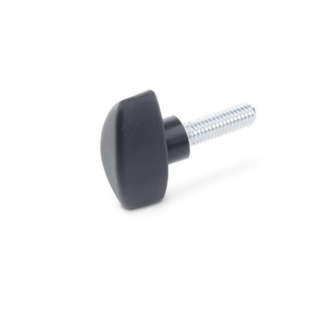 Wing Screws GN 531.1: Plastic, Threaded Stud Steel, with Protruding Hub
