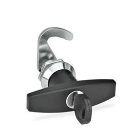 GN 115.8 Hook-Type Latches, with Operating Elements / Operation with Key, Lockable Type: SCT - Operation with T-Handle (same lock)<br />Identification no.: 1 - Without latch bracket<br />Finish locating ring: CR - Chrome plated
