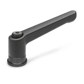 GN 300.4 Adjustable Hand Levers, Zinc Die Casting, Insert Steel, with Internal Thread, with Increased Clamping Force Color: SW - Black, RAL 9005, textured finish