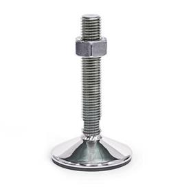 GN 17 Leveling Feet, Stainless Steel AISI 304, FDA compliant Versions of threaded studs: TK - With nut, wrench flat at the bottom