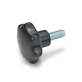 GN 6336.4 Star Knobs, Plastic, Threaded Stud Steel Werkstoff: SK - Plastic, Phenolic resin (PF)