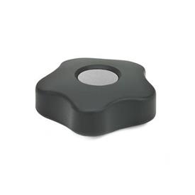 GN 5331 Star Knobs, Low Type, with Colored Cover Caps Type: B - With cover cap<br />Color of the cover cap: DGR - Gray, RAL 7035, matte finish