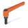 GN 300 Verstellbare Klemmhebel, Zink-Druckguss, Einsatz Stahl brüniert, mit Außengewinde Farbe: OS - orange, RAL 2004, strukturmatt