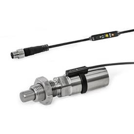 GN 817.7 Indexing Plungers, Stainless Steel, Pneumatically Operated Type: E - Pneumatically single-acting, protrude by spring force<br />Coding: BS0,4 - Position query on both sides, with plug, cable 0.4 m