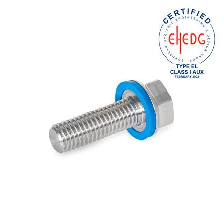 GN 1581 Screws, Stainless Steel, Low-Profile Head, Hygienic Design Finish: MT - Matte finish (Ra < 0.8 µm)
Material (Sealing ring): E - EPDM