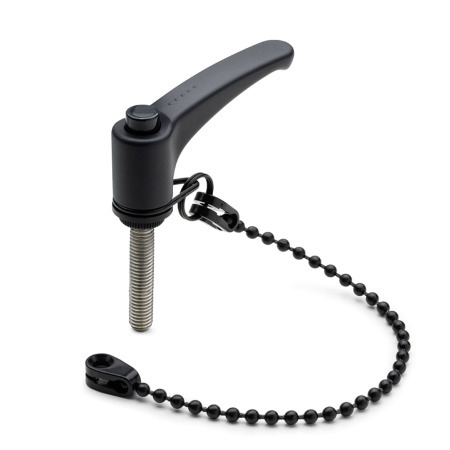 Adjustable Hand Levers GN 603.13: Plastic, Threaded Stud, Stainless Steel, with Release Button, with Loss Protection
