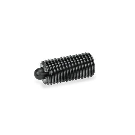 GN 616 Spring Plungers with Bolt, Steel Type: S - Bolt steel, with standard spring load
