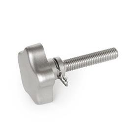 GN 5334.13 Stainless Steel Star Knobs with Loss Protection with Threaded Stud Type: A - Only with retaining ring