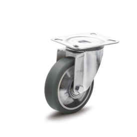 GN 22885 Medium Duty Casters, Wheel Tread Polyurethane, Wheel Core Aluminum, Light Version Bearing type: K - Ball bearing<br />Type (bracket): L - Swivel bracket with mounting plate<br />Coding: L - Light version<br />Material (bracket): STE - Steel sheet metal