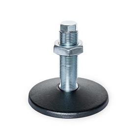 GN 36 Pieds de machine sans trou de fixation central Type (plaque d'assise): A - sans tampon en caoutchouc