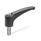 GN 604.1 Adjustable Hand Levers, Plastic, Insert Stainless Steel, with External Thread Color: SG - Black-gray, RAL 7021, matte finish