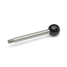GN 310 Gear Lever Handles, Stainless Steel Type: A - Ball knob DIN 319<br />Material: NI - Stainless steel