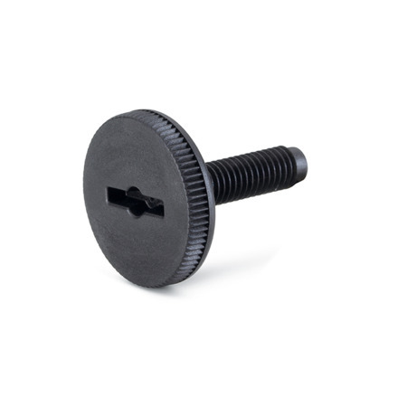 Knurled Screws GN 653.9: Plastic, Flat Type, with Drive for Slotted Screwdriver