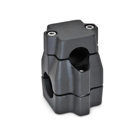 GN 135 Two-Way Connector Clamps, Multi Part Assembly, Unequal Bore Dimensions Finish: SW - Black, RAL 9005, textured finish