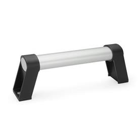 GN 334.1 Oval tubular handles, Mounting from operator‘s side Finish: EL - Anodized, natural color