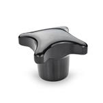 Boutons à main, plastique, douille en acier, zingué