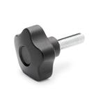 Star Knobs, Plastic, Threaded Stud Steel