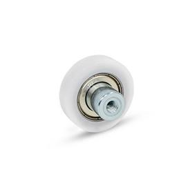 GN 753.1 Guide Rollers, Plastic, with Ball Bearing Type: KV - Convex<br />Identification no.: 3 - Stud with internal thread