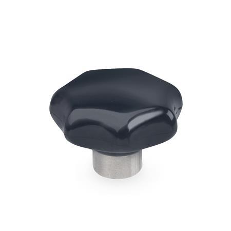 Star Knobs GN 6336.1: Phenolic Resin, with Protruding Stainless Steel Bushing