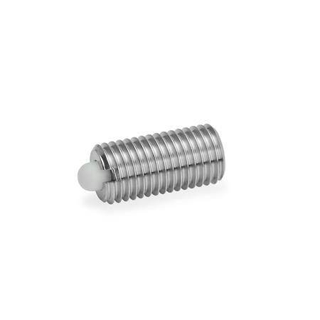 GN 616 Stainless Steel Spring Plungers, with Bolt Type: KN - Bolt plastic, standard spring load