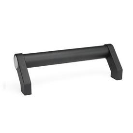 GN 333 Poignées tubulaires, aluminium/Zinc moulé sous pression Type: A - Montage par l'arrière (alésage borgne fileté)<br />Finition: SW - noir, RAL 9005, finition texturée