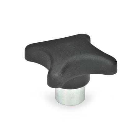 GN 6335.2 Hand Knobs, Technopolymer, with Protruding Steel Bushing 