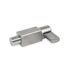 GN 722.4 Indexing Plungers, Stainless Steel, for Welding, without Rest Position, with Latch Type: E - Square, with latch, mounted (riveted)