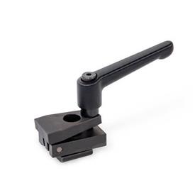 GN 9190.1 Pince latéraux avec filetage de serrage Type: E - Avec mâchoire de serrage dentelée<br />Codage: K - Course de serrage avec manette indexable