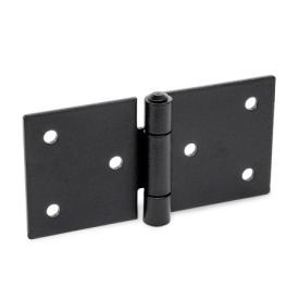 GN 136 Sheet Metal Hinges, Stainless Steel, Horizontally Elongated Material: NISW - Black, RAL 9005, textured finish<br />Type: B - With through-holes<br />Bildvarianten: l1 (e) - on one side elongated